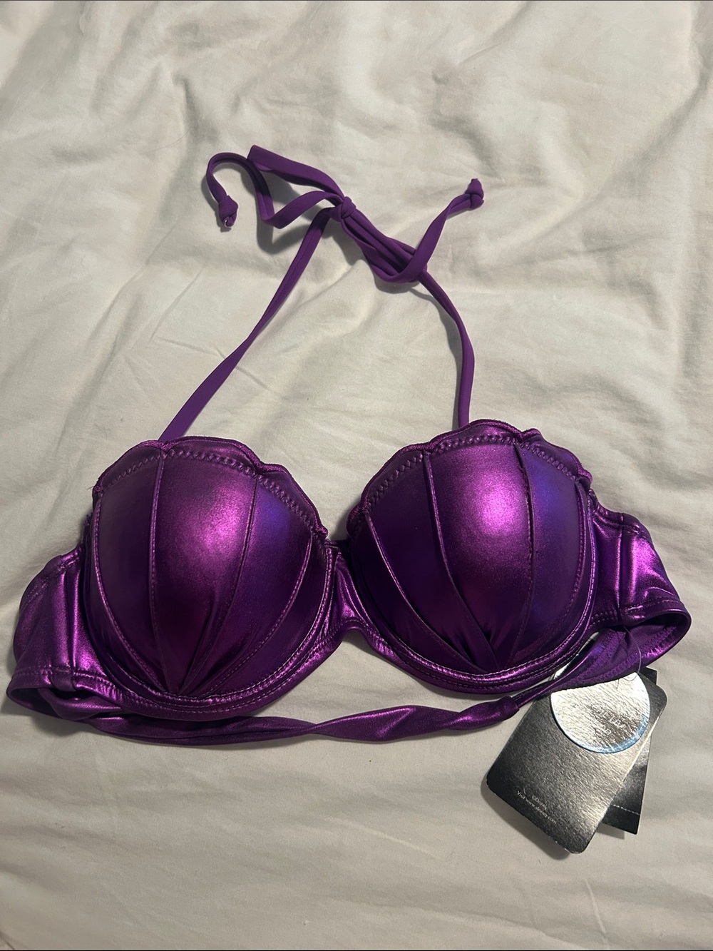 Disney Metallic Purple Shell Bikini Top